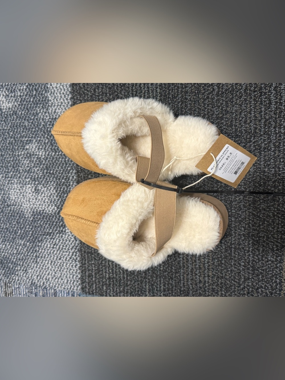 Shearling-Trim Suede Platform Mules - Camel - Picture 6 of 9